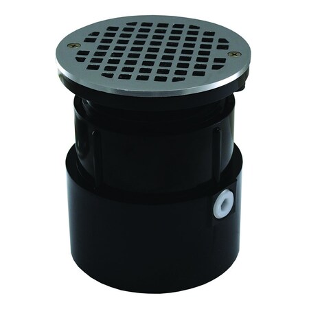 Jones Stephens 4in. ABS Over Pipe Fit Drain Base with 3-1/2in. Plastic Spud and 5in. Chrome Plated Strainer D53426